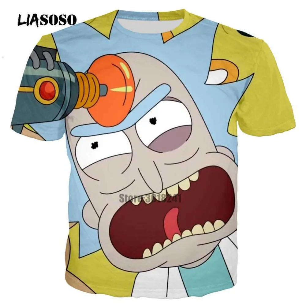 Liasoso Новые горячие Рик Morty Для мужчин футболка аниме 3D принт Футболки мир среди