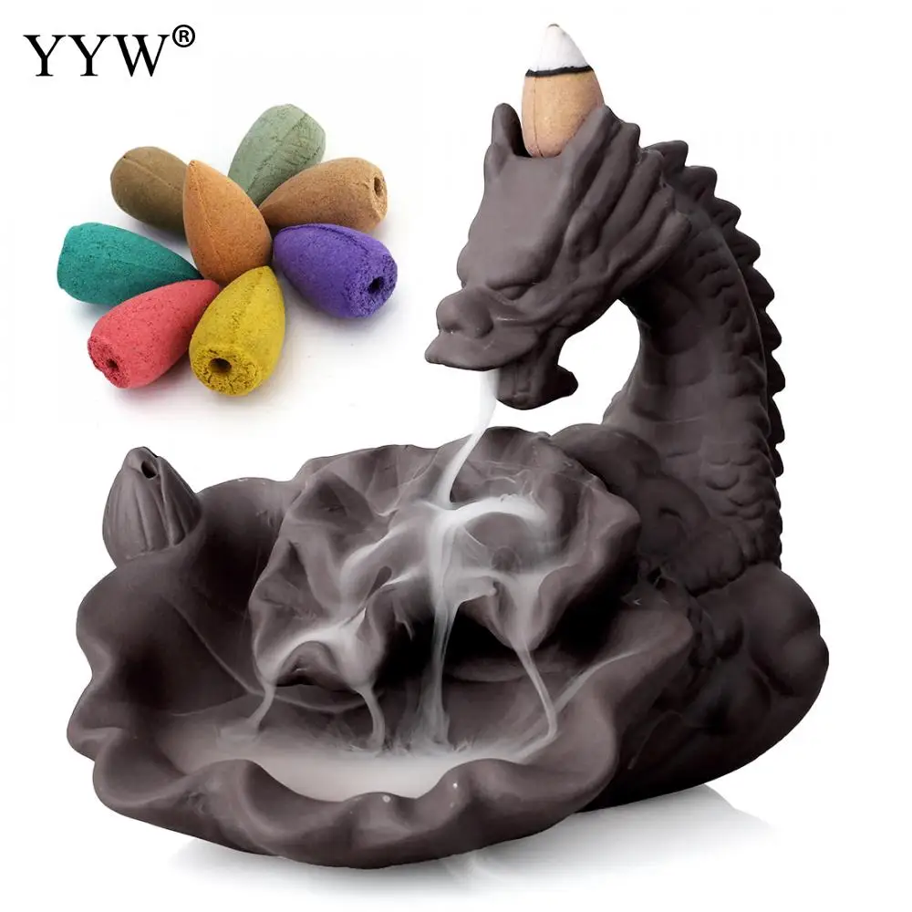 Dragon Incense Burner Backflow Incense Cones Holder Censer Send 10pcs Cones Purple Sand Dragon Home Decoration Incienso Crafts
Dragon Incense Burner Backflow Incense Cones Holder Censer Send 10pcs Cones Purple Sand Dragon Home Decoration Incienso Crafts