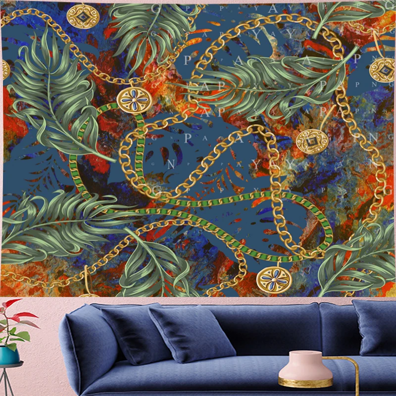Psychedelic Tropic leaf Mandala Pattern Tapestry Vintage Metic chain Retro Wall Hanging Bohemian Home Decor Art Wall Carpets
Psychedelic Tropic leaf Mandala Pattern Tapestry Vintage Metic chain Retro Wall Hanging Bohemian Home Decor Art Wall Carpets