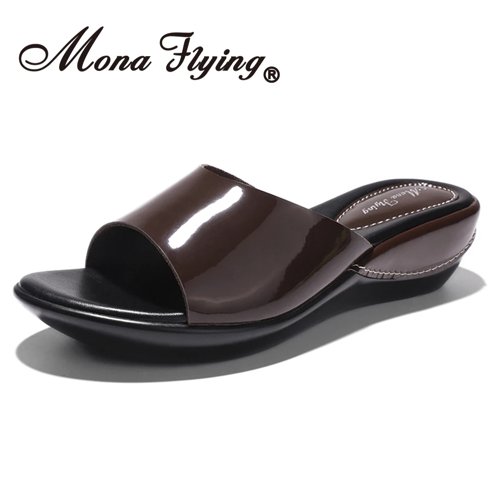 Мона Летающий женская обувь из натуральной кожи Туфли на танкетке с каблуком