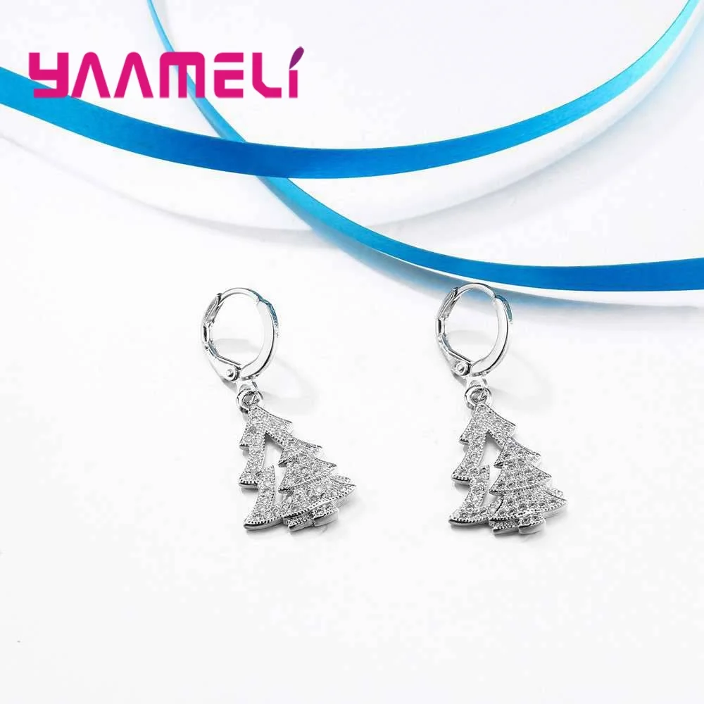 Fine 925 Sterling Silver Jewelry Sets Cubic Zirconia Christmas Tree Necklace Earrings Brincos Party Wedding Accessories
Fine 925 Sterling Silver Jewelry Sets Cubic Zirconia Christmas Tree Necklace Earrings Brincos Party Wedding Accessories