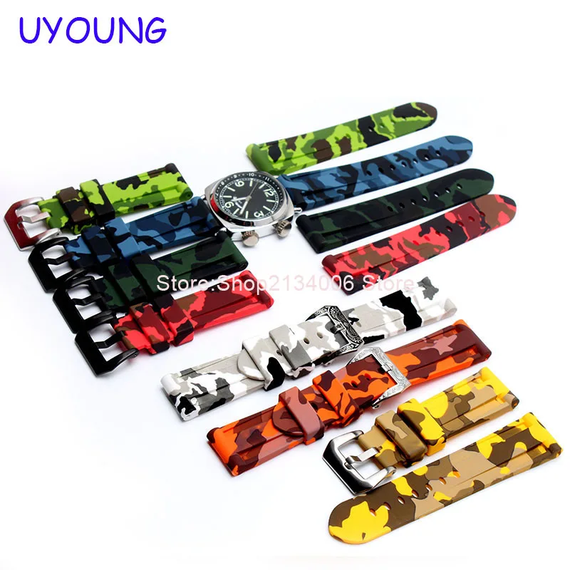 UYOUNG 22mm 24mm rubber Bracelet Silicone Rubber Watch bands Waterproof camouflage color Watchband Men Watch accessories Strap
UYOUNG 22mm 24mm rubber Bracelet Silicone Rubber Watch bands Waterproof camouflage color Watchband Men Watch accessories Strap