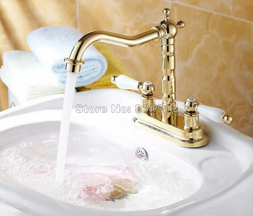 Gold Brass Hot Cold Water Kitchen Water Faucet Tap Double Handle Hole Bathroom Sink Basin Mixer tap Faucets Wnf262
Gold Brass Hot Cold Water Kitchen Water Faucet Tap Double Handle Hole Bathroom Sink Basin Mixer tap Faucets Wnf262