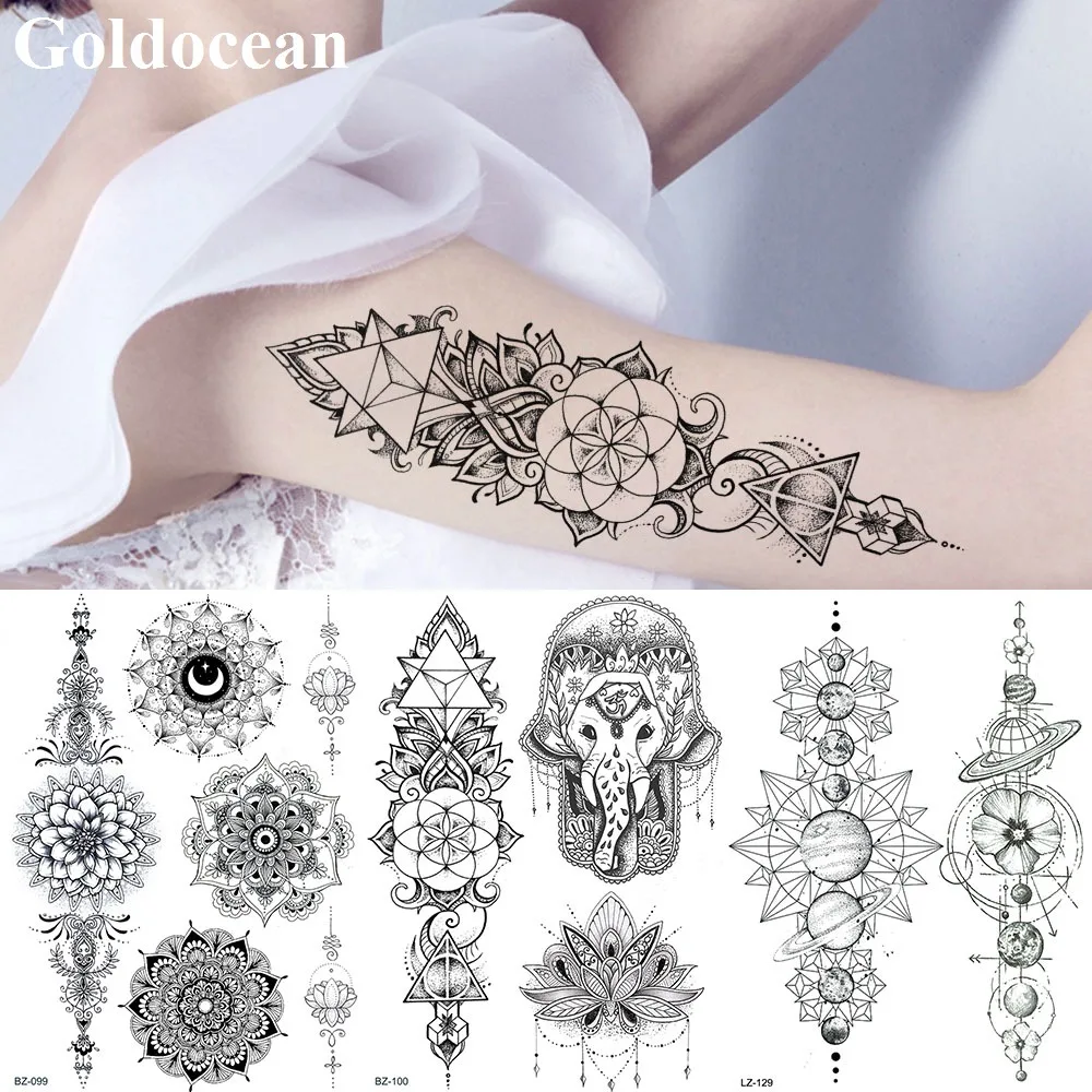 GoldOcean Black Chain Arm Wrist Henna Totem Tattoos Stickers Mandala Henna Flower Tattoo Temporary Body Art India Tatto Supplies
GoldOcean Black Chain Arm Wrist Henna Totem Tattoos Stickers Mandala Henna Flower Tattoo Temporary Body Art India Tatto Supplies