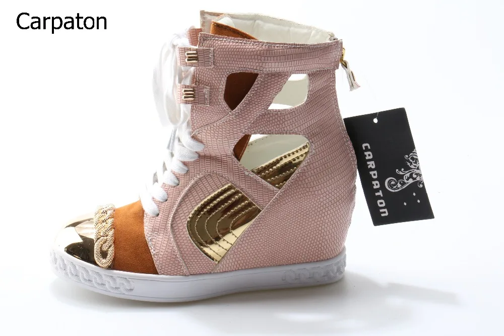 Hot Sale Women Mixed Color Pink Leather Round Toe Lace Up Back Zipper Ankle Boots Spring Fashion Metal Decoration Wedge Booties
Hot Sale Women Mixed Color Pink Leather Round Toe Lace Up Back Zipper Ankle Boots Spring Fashion Metal Decoration Wedge Booties