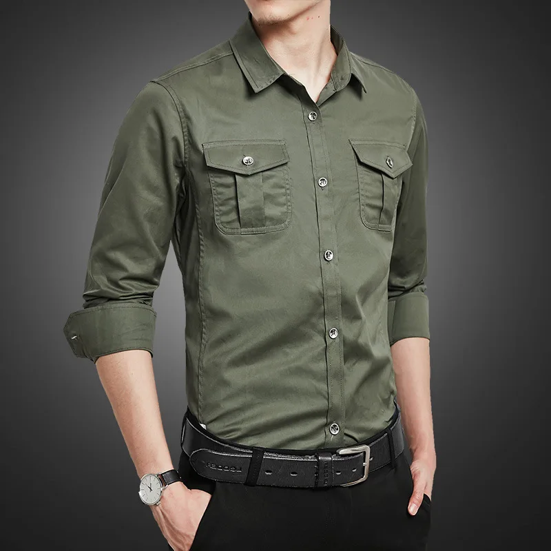 Men Shirts Military Long Sleeve Cotton Casual Pockets Slim Fashion Man Outwear Brand Clothing Business Shirt Solid Color C1841
Men Shirts Military Long Sleeve Cotton Casual Pockets Slim Fashion Man Outwear Brand Clothing Business Shirt Solid Color C1841