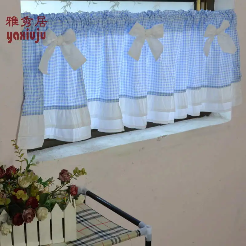 Free shipping blue Plaid bow beautiful coffee short curtain kitchen curtains for living room bedroom drapes 40*150CM customized
Free shipping blue Plaid bow beautiful coffee short curtain kitchen curtains for living room bedroom drapes 40*150CM customized