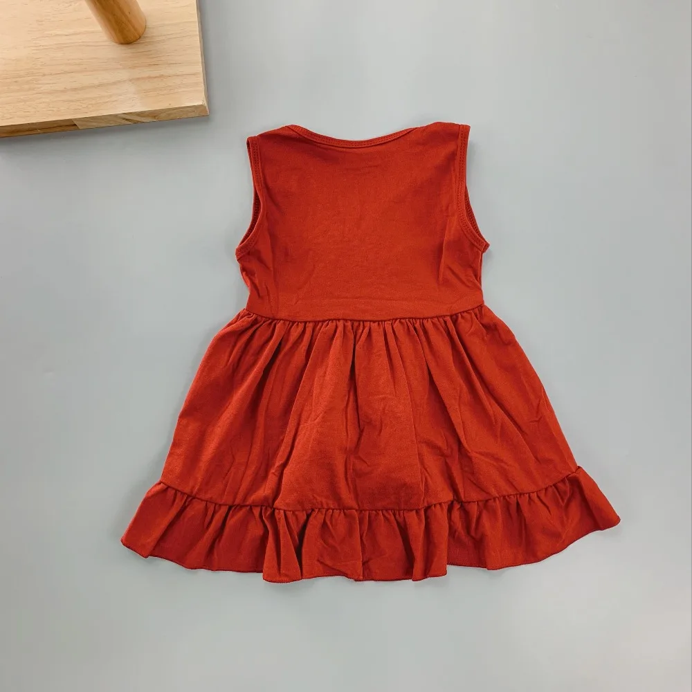Платье для девочек темно-красная рубашка без рукавов большая грудь из трикотажа