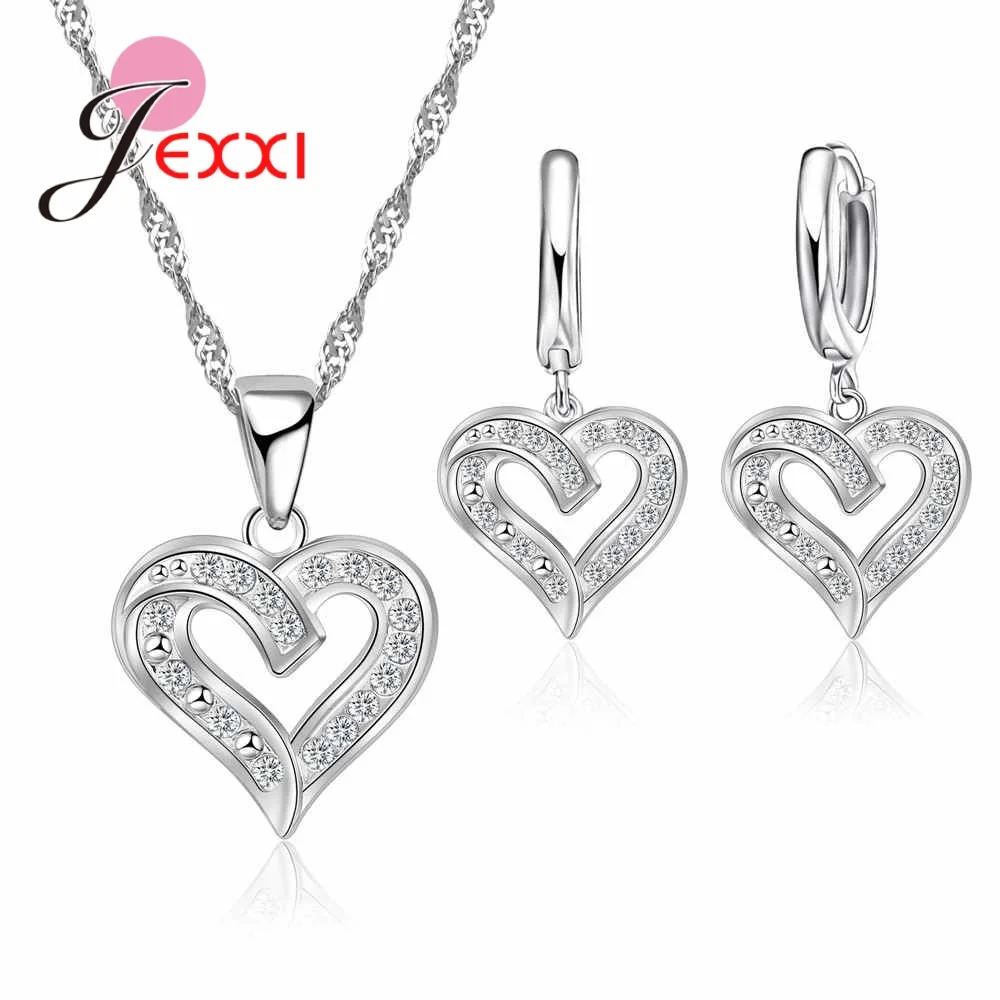 Trendy 925 Sterling Silver Jewelry Set Sparkling Love Heart Jewelry Sets Valentine's Day Gift Young Girls Bridal Jewelry
Trendy 925 Sterling Silver Jewelry Set Sparkling Love Heart Jewelry Sets Valentine's Day Gift Young Girls Bridal Jewelry