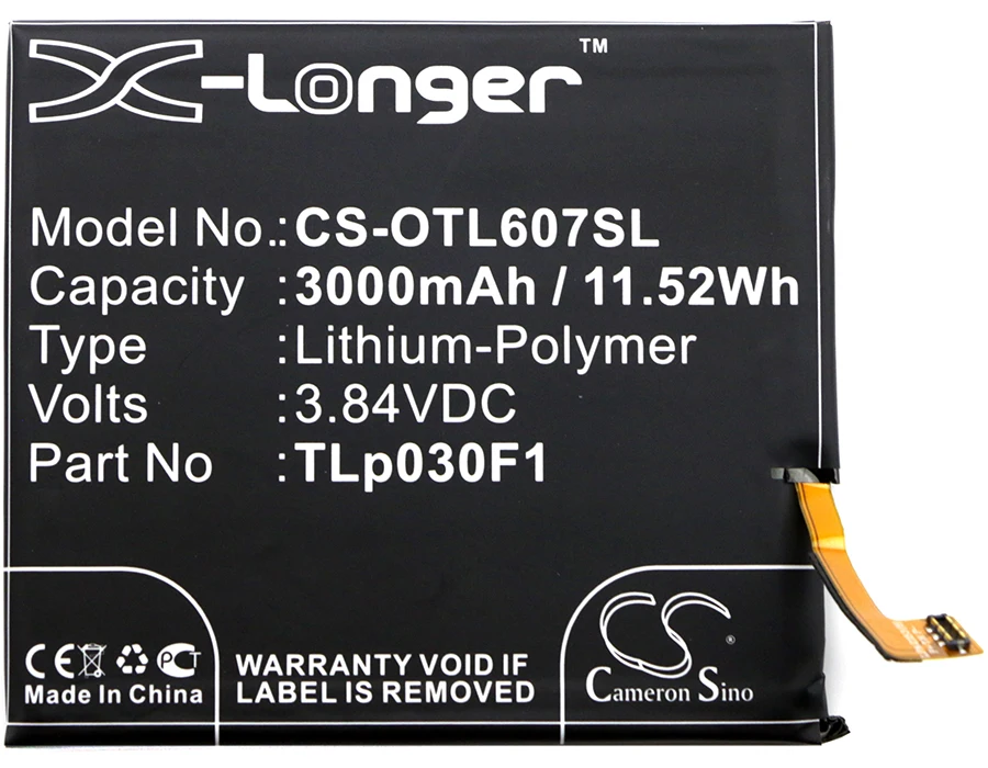 Cameron Sino 3000mAh Battery DT60BATT for Blackberry BBA100-1, BBA100-2, DTEK60, for Vodafone Smart Platinum 7, VFD 900
Cameron Sino 3000mAh Battery DT60BATT for Blackberry BBA100-1, BBA100-2, DTEK60, for Vodafone Smart Platinum 7, VFD 900