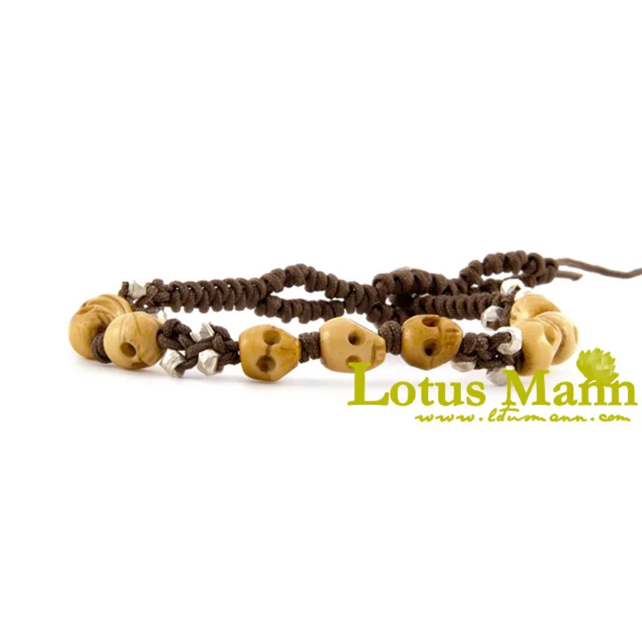 Male skeleton lotusmann series 925 sterling silver single-circle bone bracelet