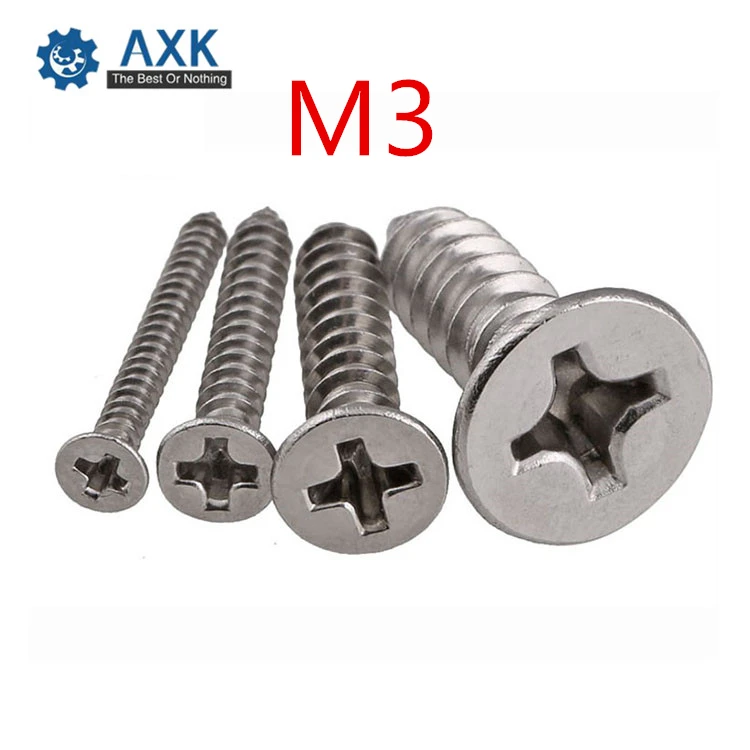 AXK M3 DIN7982 304 Stainless Steel Cross Recessed Flat Head Screws counter-sunk Phillips Self-tapping Wood Screws
AXK M3 DIN7982 304 Stainless Steel Cross Recessed Flat Head Screws counter-sunk Phillips Self-tapping Wood Screws