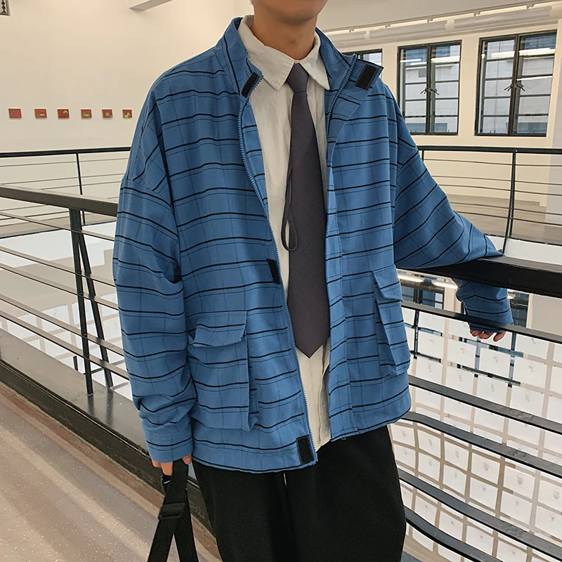 Autumn new letter printing collar loose Long jacket men's youth trend casual plaid windbreaker Blue Green
Autumn new letter printing collar loose Long jacket men's youth trend casual plaid windbreaker Blue Green