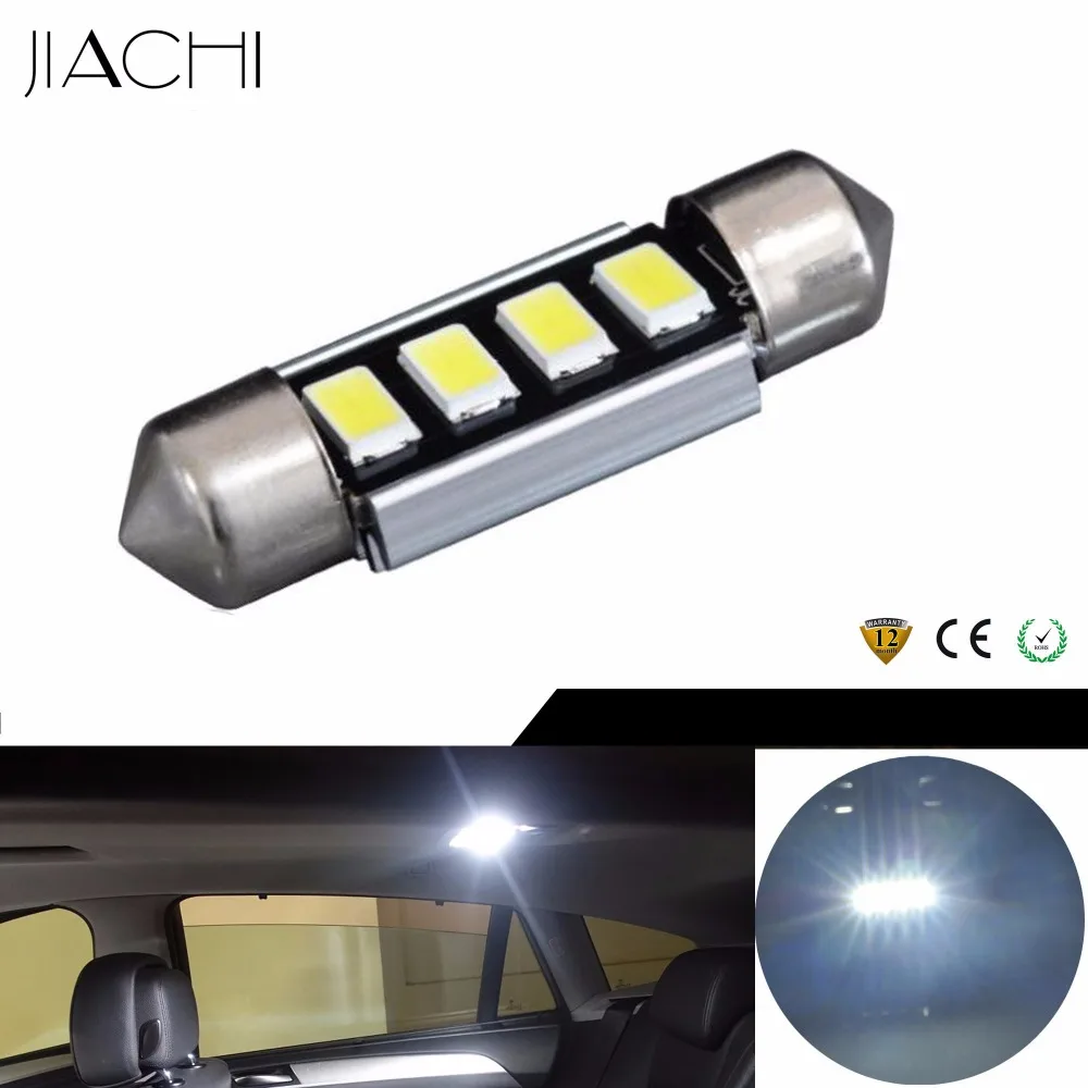 

JIACHI 10 шт. C5W светодиодный гирлянда 41 мм 42 мм для авто лампы для чтения C10W CANBUS без ошибок интерьерные светильники Супер белый 160LM DC12V