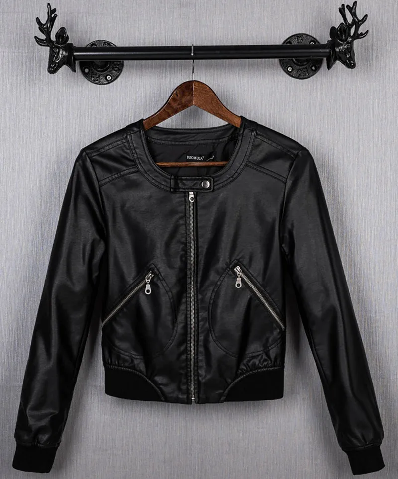 Женская кожаная куртка осенняя повседневная из искусственной кожи C3433|leather jacket