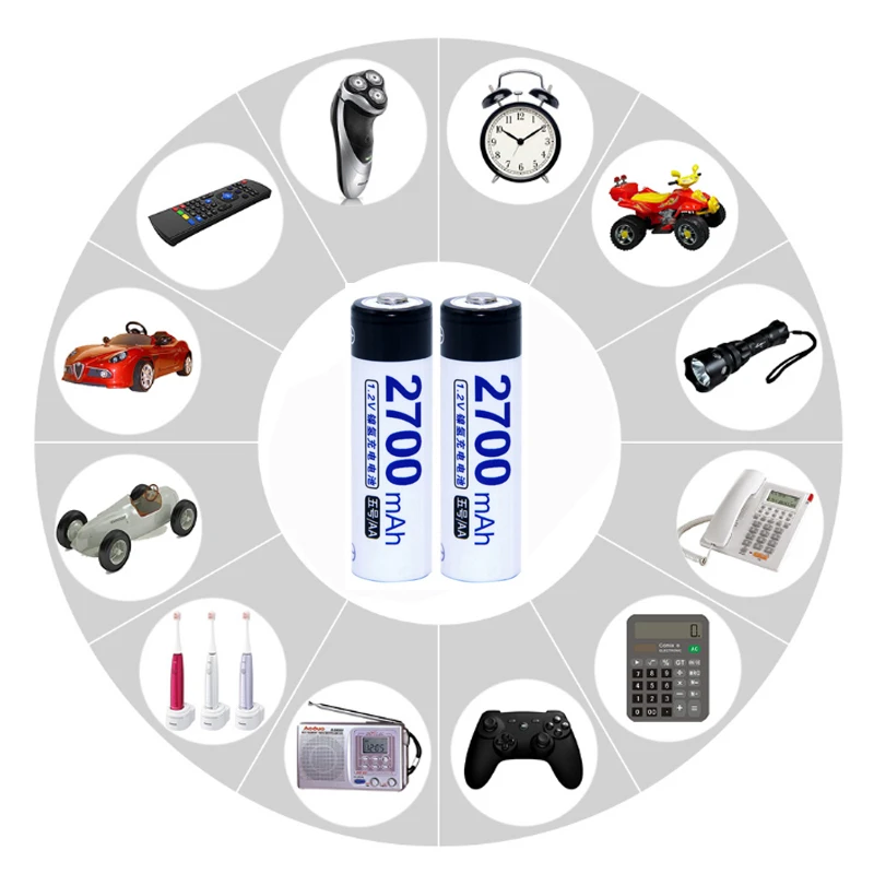 AA rechargeable battery 2700mA Ni-MH batteries 1.2V battery in Actual High Capacity Batteries Cell For toy flashlight Cameras
AA rechargeable battery 2700mA Ni-MH batteries 1.2V battery in Actual High Capacity Batteries Cell For toy flashlight Cameras