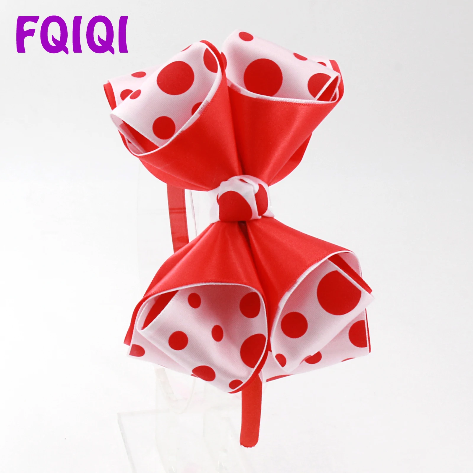 FQIQI 5 дюймов Большая лента белый в красный горошек 3D ручной работы волосы Детская