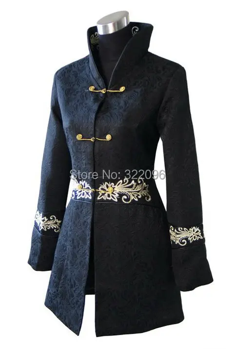 Распродажа черная китайская женская хлопковая длинная куртка Shanghai Story в