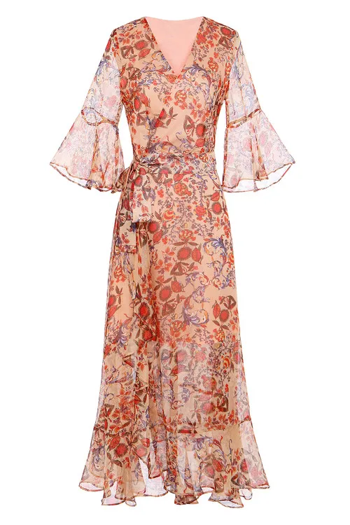 Fashion women dress silk spring summer 2018 silk print v-neck flare sleeve slim waist dress new arrival
Fashion women dress silk spring summer 2018 silk print v-neck flare sleeve slim waist dress new arrival