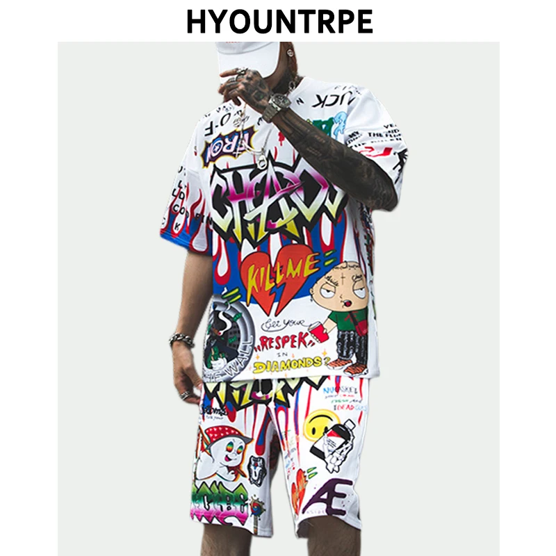 2 Pieces Sets Mens Fashion Graffiti Printed Short Sleeve Loose T Shirt And Elastic Waist Sweatpant Harajuku Clothing Hip Hop Set
2 Pieces Sets Mens Fashion Graffiti Printed Short Sleeve Loose T Shirt And Elastic Waist Sweatpant Harajuku Clothing Hip Hop Set