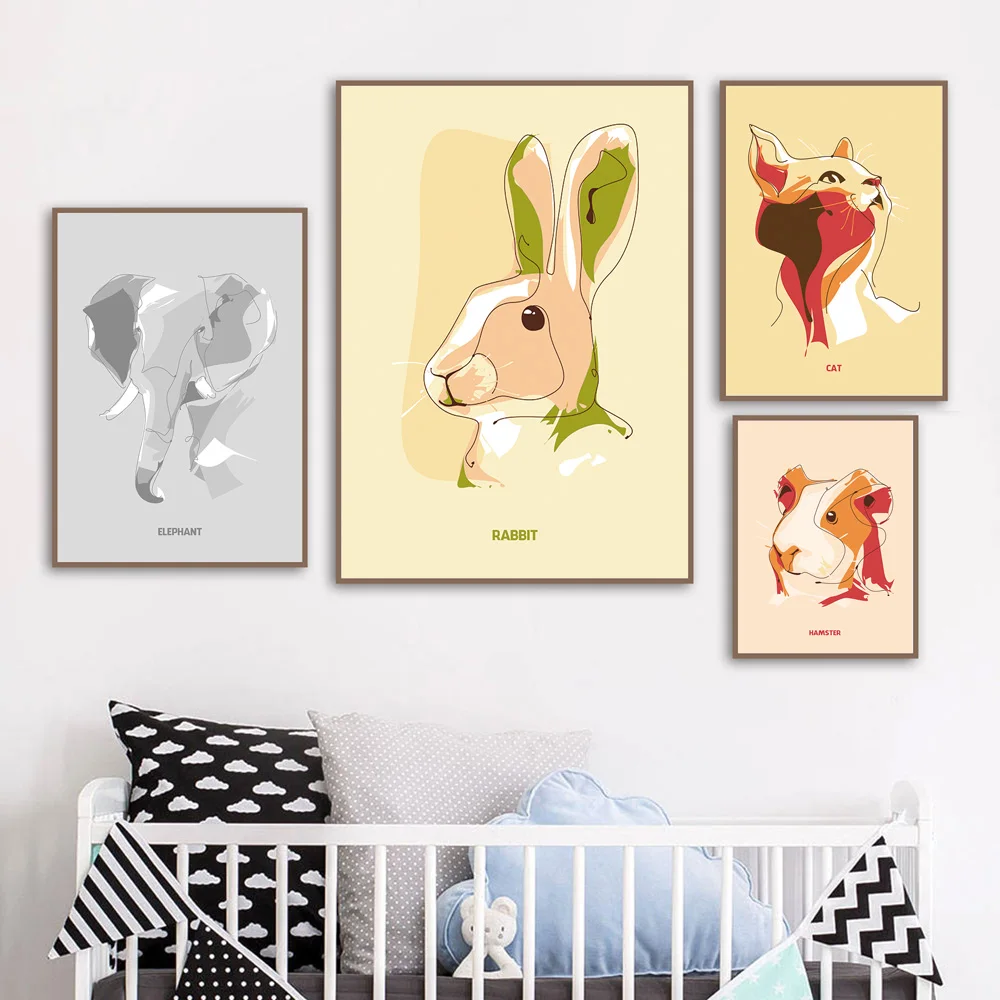 Cartoon Elephant Rabbit Cat Hamster Nordic Posters and Prints Wall Art Canvas Painting Nursery Wall Picture Baby Kids Room Decor
Cartoon Elephant Rabbit Cat Hamster Nordic Posters and Prints Wall Art Canvas Painting Nursery Wall Picture Baby Kids Room Decor