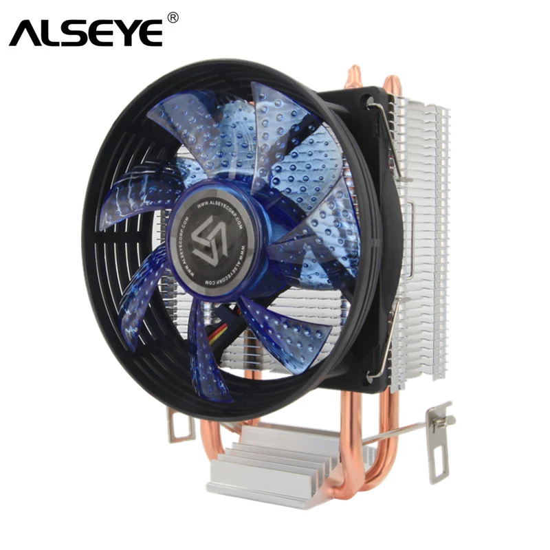 ALSEYE кулер для процессора 2 тепловой трубы cpu cooler 90мм вентилятора Intel 775/1151/1155/AMD