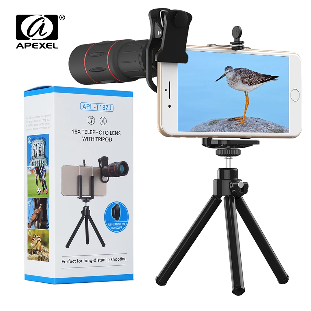 APEXEL 8 Pcs/lot Telefon Lens 18X Telescope with Tripod Zoom Camera Lenses for iPhone Xs max 7 8 Plus Xiaomi Samsung Wholesale
APEXEL 8 Pcs/lot Telefon Lens 18X Telescope with Tripod Zoom Camera Lenses for iPhone Xs max 7 8 Plus Xiaomi Samsung Wholesale