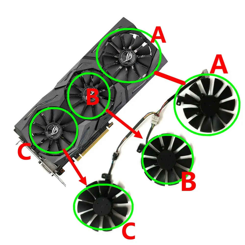 T129215SU 87 мм rx 480 580 VGA Cooler графика вентилятор для ASUS STRIX R9 390X/R9 390 RX480 RX580 видеокарты