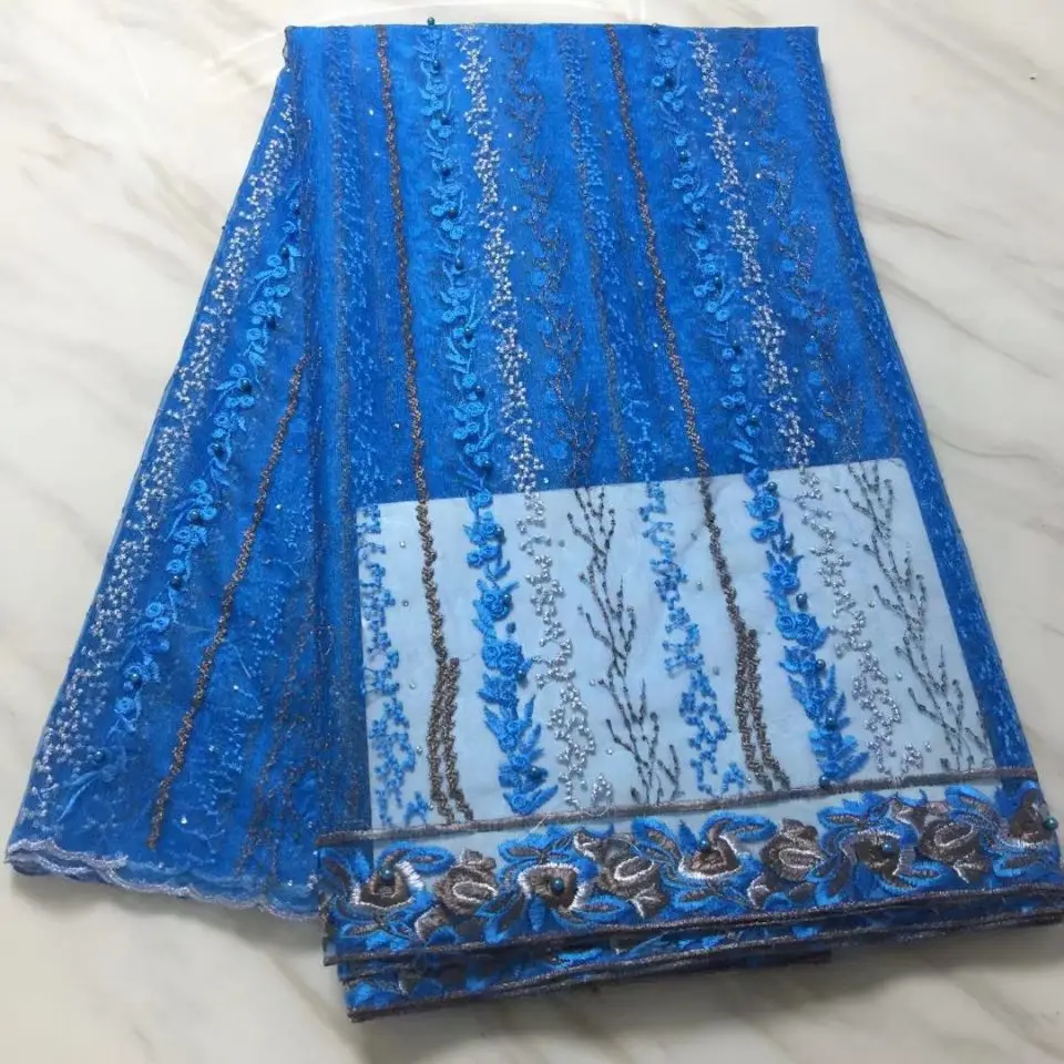 5 Yards/pc Nice looking royal blue embroidery french net lace with beads for african mesh lace fabric for dress BN91-2
5 Yards/pc Nice looking royal blue embroidery french net lace with beads for african mesh lace fabric for dress BN91-2