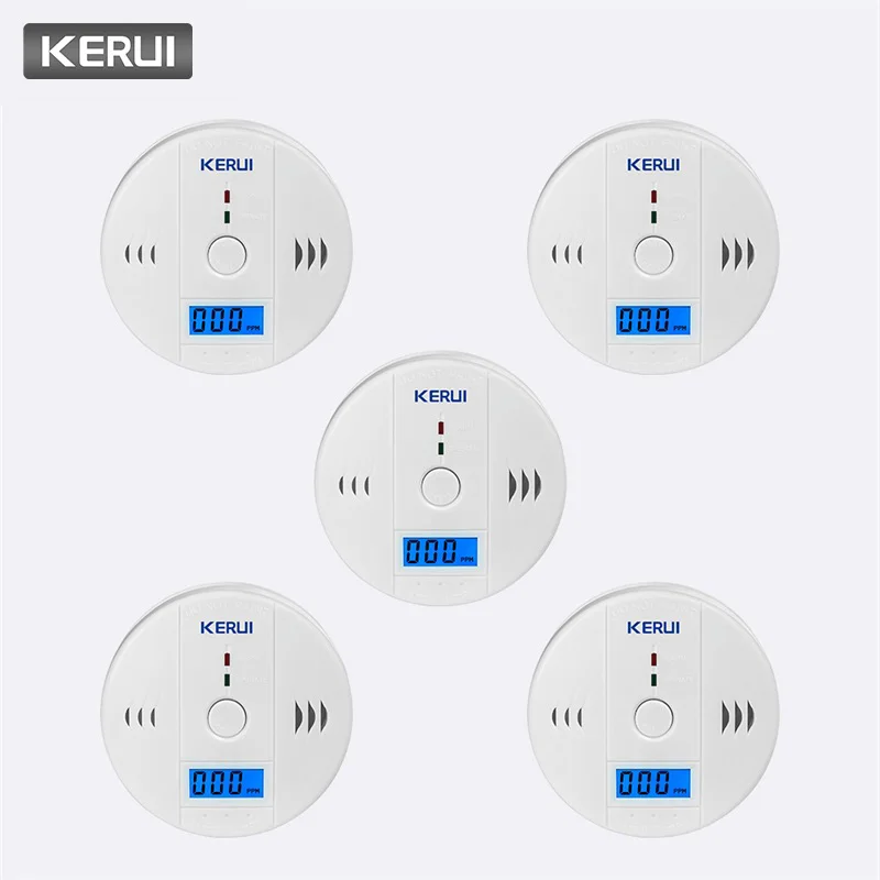 KERUI 5 шт. Высокочувствительный независимый 85 дБ предупреждающий ЖК-дисплей