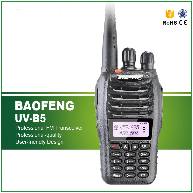 Free Shipping 5W Dual Band 99 CHS 2000MAH Li-ion Battery VHF UHF Baofeng UV-B5 Radio Transceiver
Free Shipping 5W Dual Band 99 CHS 2000MAH Li-ion Battery VHF UHF Baofeng UV-B5 Radio Transceiver
