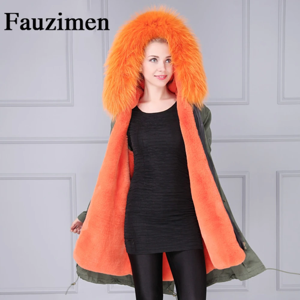 High Fashion street Winter Army Orange Fur lining Jacket Real Large Raccoon Fur Collar ladies jackets Women Thicken Warm Parka
High Fashion street Winter Army Orange Fur lining Jacket Real Large Raccoon Fur Collar ladies jackets Women Thicken Warm Parka