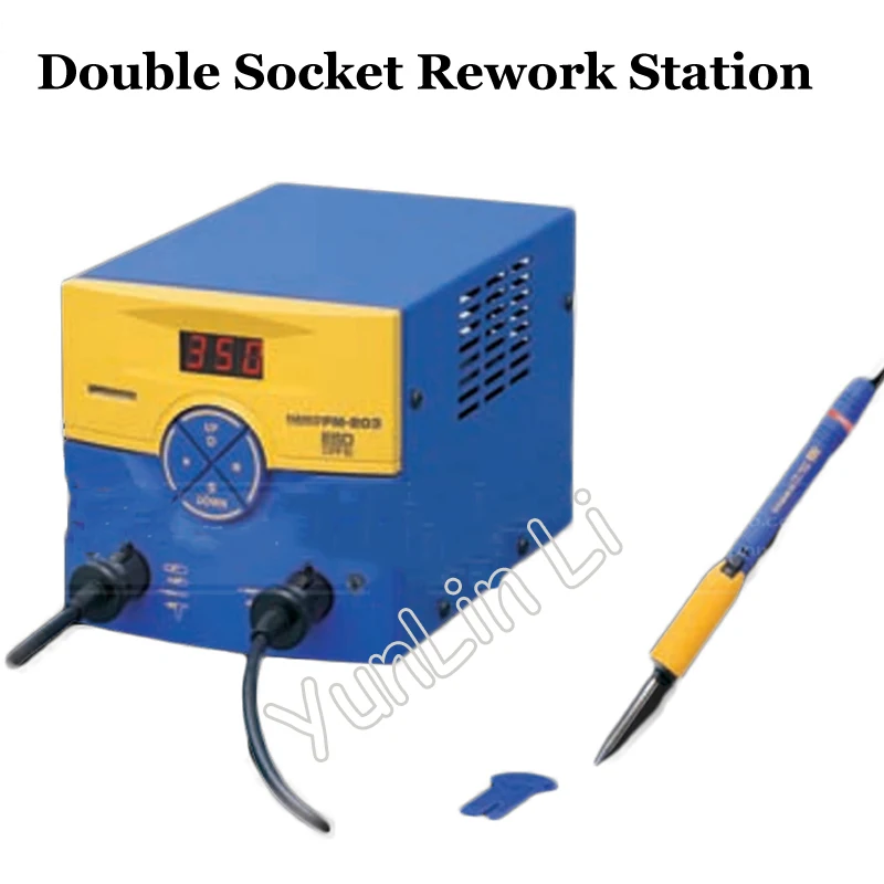Double Socket Welding Machine 140W 220V Rework Station Dual Port Soldering Station with 2027 Welded Iron Handle FM-203 
Double Socket Welding Machine 140W 220V Rework Station Dual Port Soldering Station with 2027 Welded Iron Handle FM-203