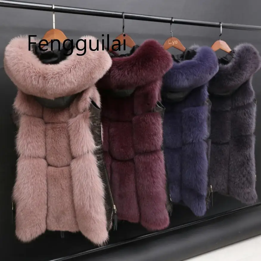 New Winter Women's Fur Jacket Faux Fox Fur Vest Coat Fashion Hooded Fur Waistcoat Side Zipper Stitching Leather Warm Outwear
New Winter Women's Fur Jacket Faux Fox Fur Vest Coat Fashion Hooded Fur Waistcoat Side Zipper Stitching Leather Warm Outwear