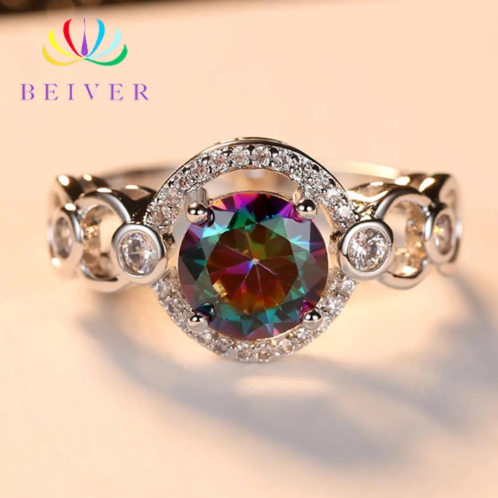 Beiver 2019 New Arrival White Gold Color Rainbow Round Zircon Promise Wedding Flower Rings for Women Party Jewelry Ladies Gifts
Beiver 2019 New Arrival White Gold Color Rainbow Round Zircon Promise Wedding Flower Rings for Women Party Jewelry Ladies Gifts