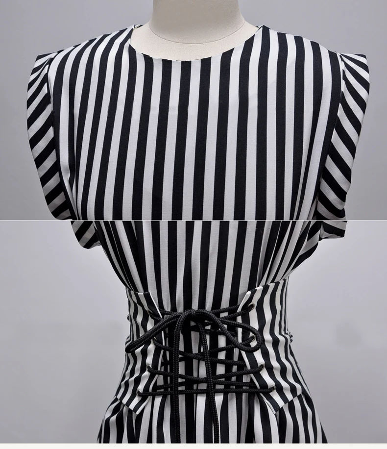 JSXDHK New 2018 Summer Sleeveless Casual Dress Women Black White Striped Tie Bow Ladies Office OL Fashion O Neck Work Dress
JSXDHK New 2018 Summer Sleeveless Casual Dress Women Black White Striped Tie Bow Ladies Office OL Fashion O Neck Work Dress