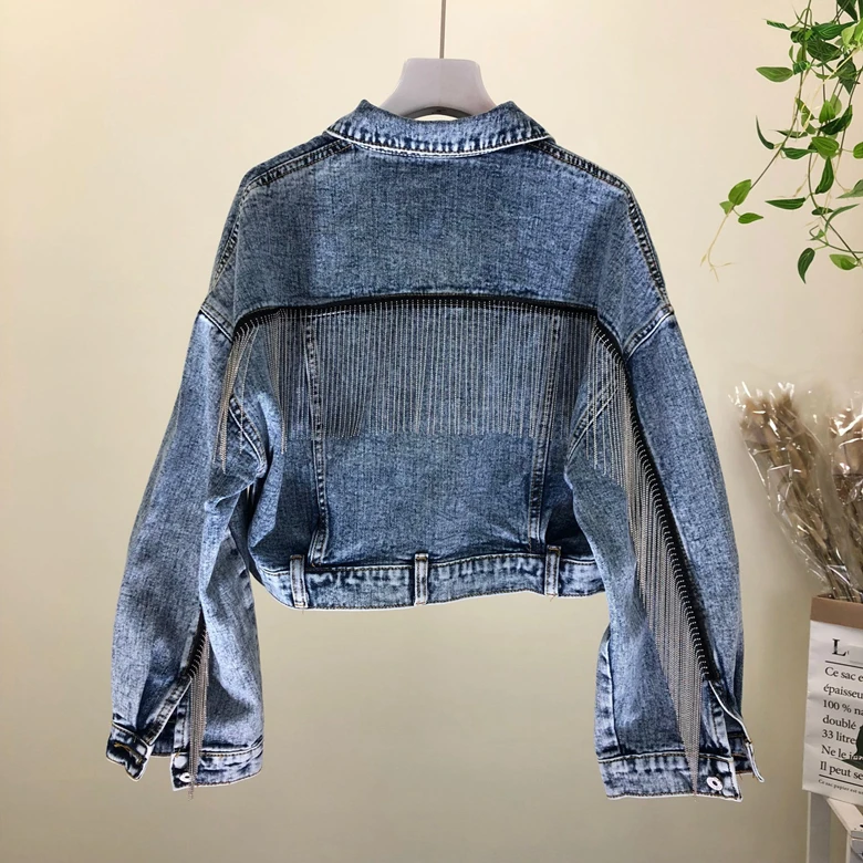 high quality 2020 Spring Women's Heavy Fringed Chain Washed Jeans Short Jacket Cowboy Coat Students Casual Denim Coat Outwear
high quality 2020 Spring Women's Heavy Fringed Chain Washed Jeans Short Jacket Cowboy Coat Students Casual Denim Coat Outwear