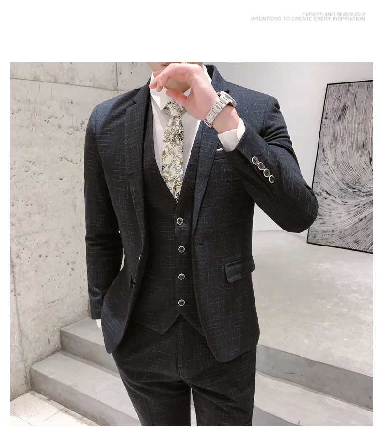 Men's Plaid Suit Formal Set Korean Slim Dress Wedding Suit Groom Dress (Jacket+Pant+vest)
Men's Plaid Suit Formal Set Korean Slim Dress Wedding Suit Groom Dress (Jacket+Pant+vest)