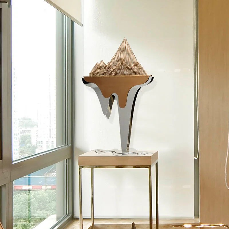 66cm Rose Gold Stainless Steel Mountain Statue Office Desktop Ornaments Decor Home Sculpture Hotel Living Room Porch Exhibition
66cm Rose Gold Stainless Steel Mountain Statue Office Desktop Ornaments Decor Home Sculpture Hotel Living Room Porch Exhibition