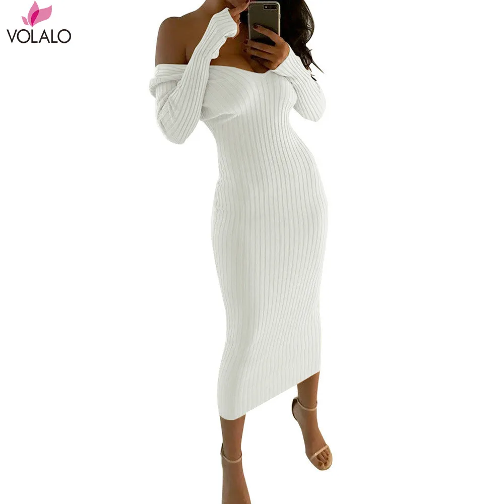 VOLALO Sweater Dress Women Slash Neck Off Shoulder Long Sleeve Dresses Slim Sexy Skinny Robe Femme Vestido 2023 Spring Winter
VOLALO Sweater Dress Women Slash Neck Off Shoulder Long Sleeve Dresses Slim Sexy Skinny Robe Femme Vestido 2023 Spring Winter