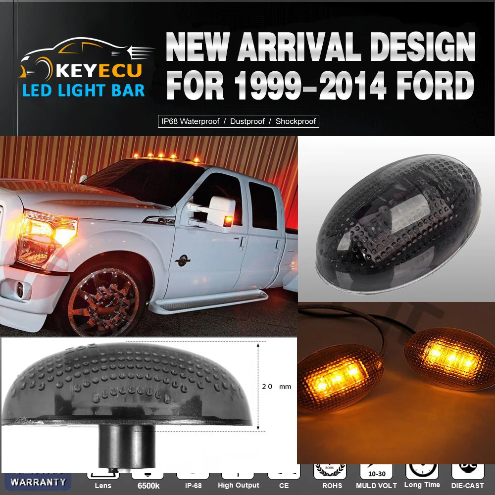 KEYECU 2x Smoked Lens amber LED Fender Bed Side Marker Lights Assembly For 1999-2010 Ford F350 F450 F550 Heavy Duty
KEYECU 2x Smoked Lens amber LED Fender Bed Side Marker Lights Assembly For 1999-2010 Ford F350 F450 F550 Heavy Duty