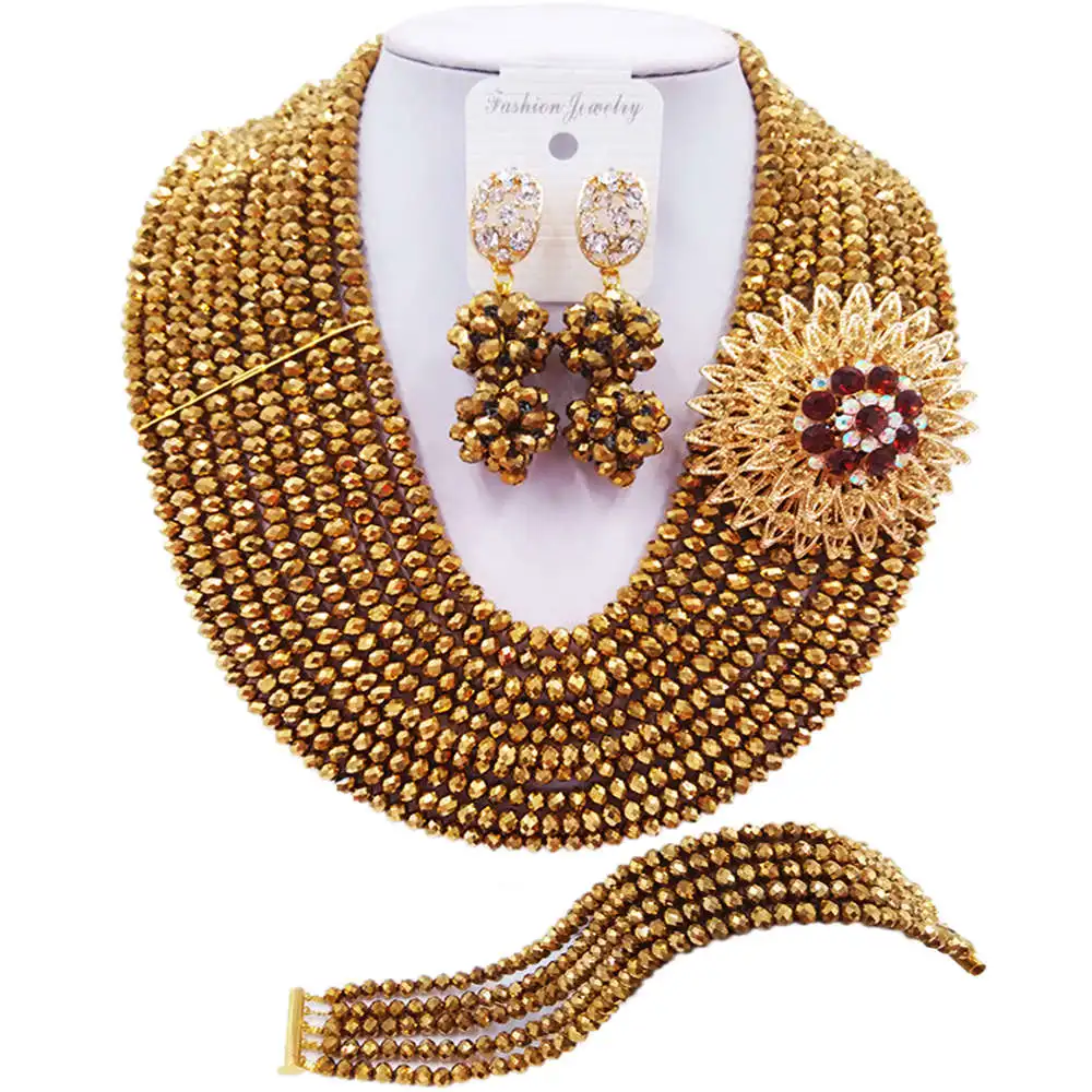 ACZUV Classic Golden Brown Nigerian Wedding Party Jewelry Sets African Beads Jewelry Set Beaded Crystal Necklace 10C-DS015
ACZUV Classic Golden Brown Nigerian Wedding Party Jewelry Sets African Beads Jewelry Set Beaded Crystal Necklace 10C-DS015