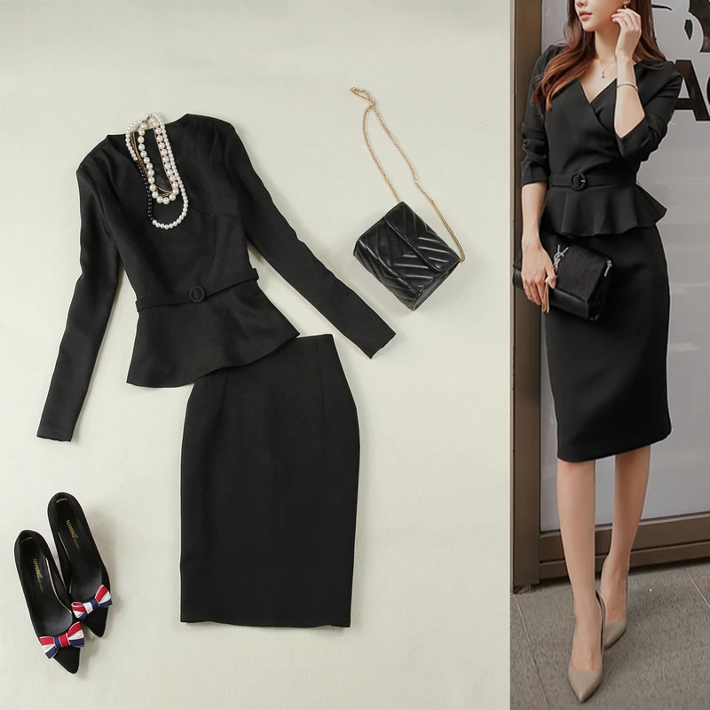 Set women's spring and summer new black short section waist half sleeve long-sleeved shirt jacket + bag hip skirt two-piece
Set women's spring and summer new black short section waist half sleeve long-sleeved shirt jacket + bag hip skirt two-piece