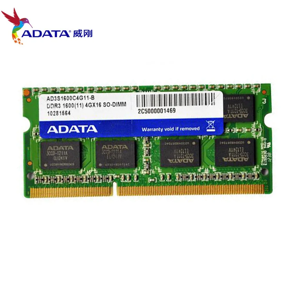 AData 4 Гб DDR3L 1600 МГц 2RX8 PC3 12800 DDR3 ноутбук RAM SO DIMM 1333 10600 2G 204 PIN память