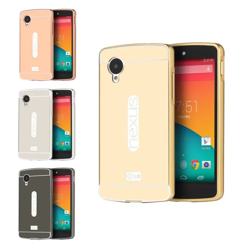 Чехол с металлической рамкой и зеркальным эффектом для LG Nexus 5 Жесткий Google / D820 D821 4