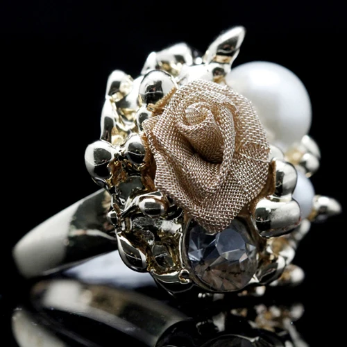Красивые кольца CHRAN с имитацией жемчуга и цветком на годовщину для женщин