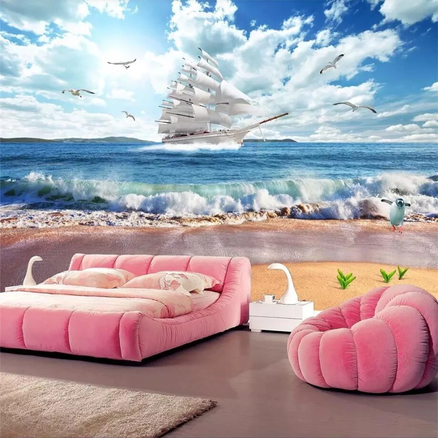 

wellyu Custom wallpaper 3d photo mural обои papel de parede super smooth seascape landscape 3D spray background wall paper mural