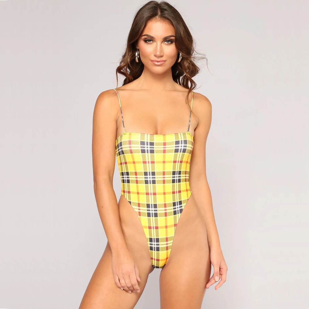 Sexy Plaid Siamese Bikini 2019 Summer Halter Yellow Square One-Piece Women's Swimwear High Quality Polyester Printed Beachwear
Sexy Plaid Siamese Bikini 2019 Summer Halter Yellow Square One-Piece Women's Swimwear High Quality Polyester Printed Beachwear