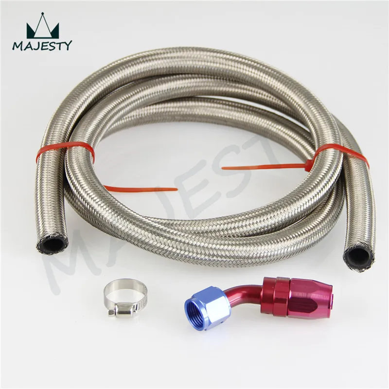 AN6 6-AN STAINLESS STEEL BRAIDED OIL/FUEL HOSE 1FT +45 Degree SWIVEL END TUBE FITTING hose color silver
AN6 6-AN STAINLESS STEEL BRAIDED OIL/FUEL HOSE 1FT +45 Degree SWIVEL END TUBE FITTING hose color silver