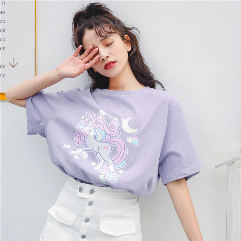 Dreamlikelin Harajuku Kawaii Clothes Spring Summer Korean Fashion T Shirt Cartoon Unicorn Moon Stars Printed Sweet Girl T-shirt
Dreamlikelin Harajuku Kawaii Clothes Spring Summer Korean Fashion T Shirt Cartoon Unicorn Moon Stars Printed Sweet Girl T-shirt